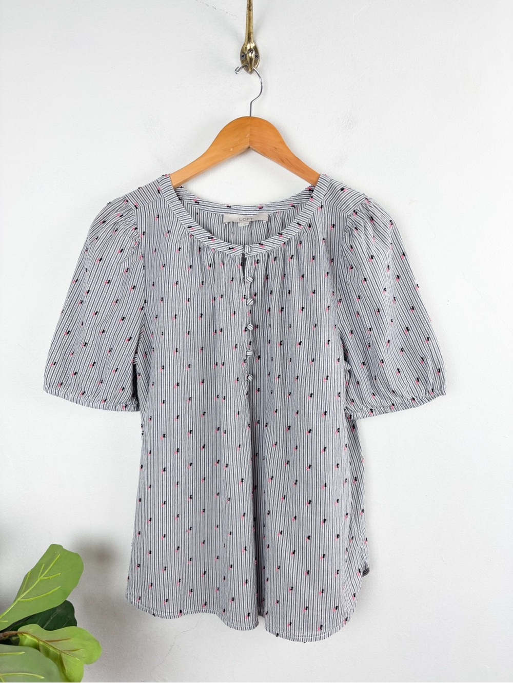 Loft Women’s Cotton Striped Blouse Sz L